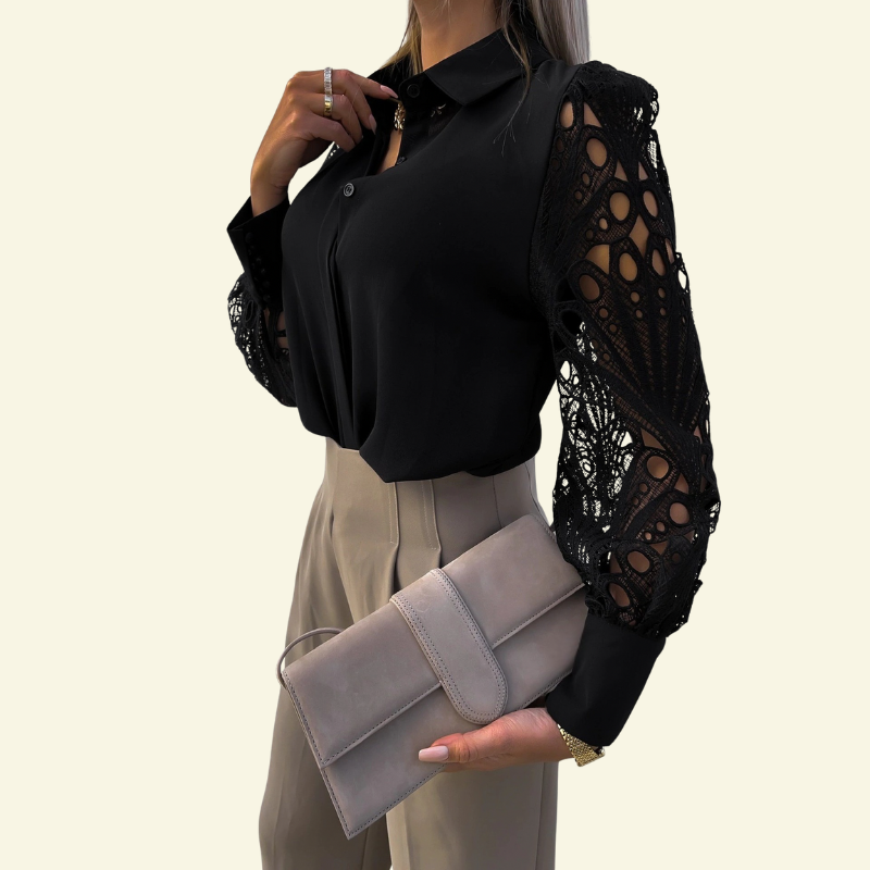 Aurelienne | Bluzka z Koronkowymi Rękawami