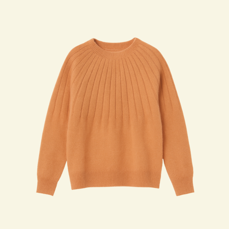 Pomarańczowy sweter moherowy damski w ciepłym odcieniu, wykonany z miękkiej, puszystej dzianiny o subtelnym wykończeniu — Lubomirske