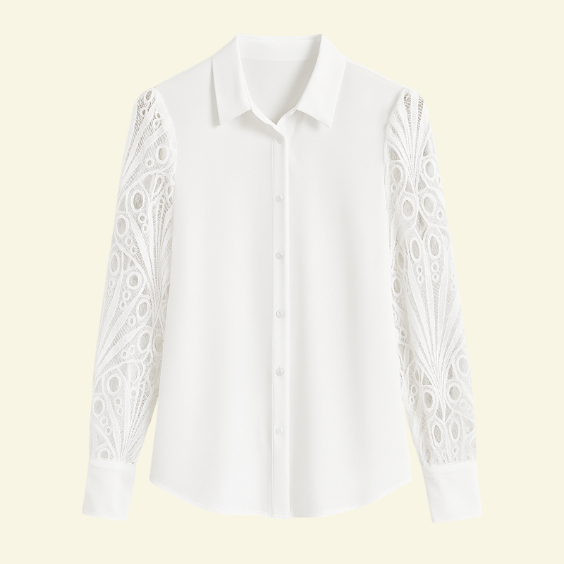 Aurelienne | Bluzka z Koronkowymi Rękawami