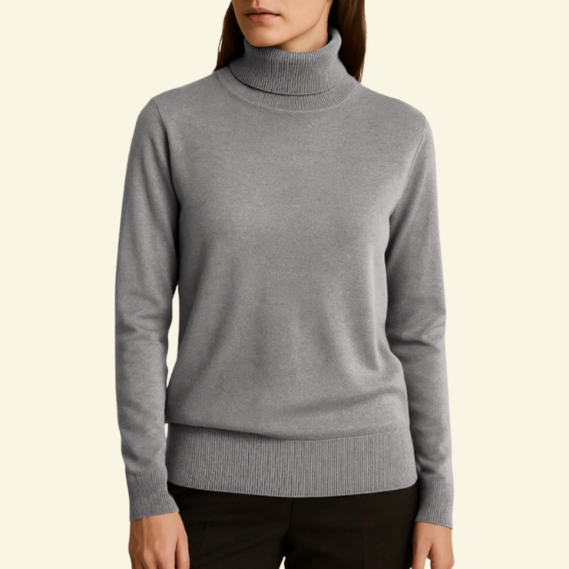 Jasnoszary (srebrny) golf damski z miękką podszytą tkaniną, wygodny i utrzymany w ponadczasowym stylu — Lubomirske