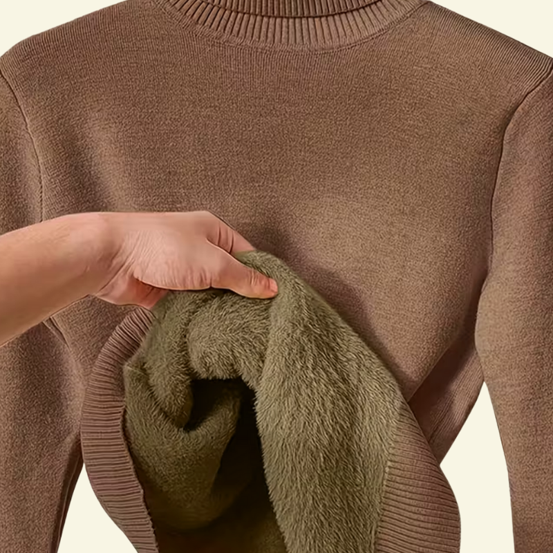 Zbliżenie na pluszową podszytą warstwę golfu, pokazujące miękkość, strukturę i ciepły, zimowy charakter — Lubomirske