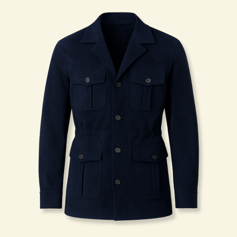 Product photo of navy blue men's jacket