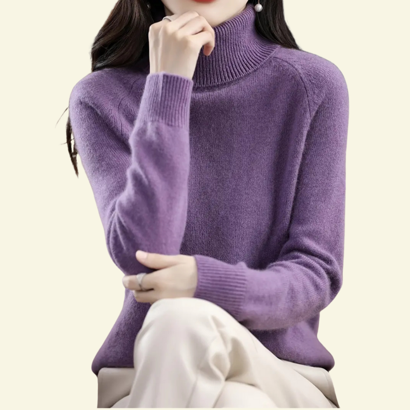 Fioletowy golf damski o luźnym kroju i miękkiej strukturze dzianiny, stylowy akcent w kolekcji Lubomirske — Lubomirske