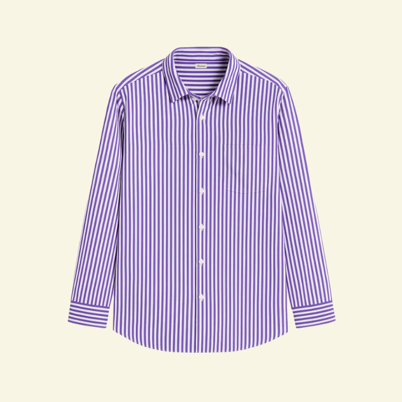 Damska koszula w fioletowe paski z klasycznym kołnierzykiem — Lubomirske