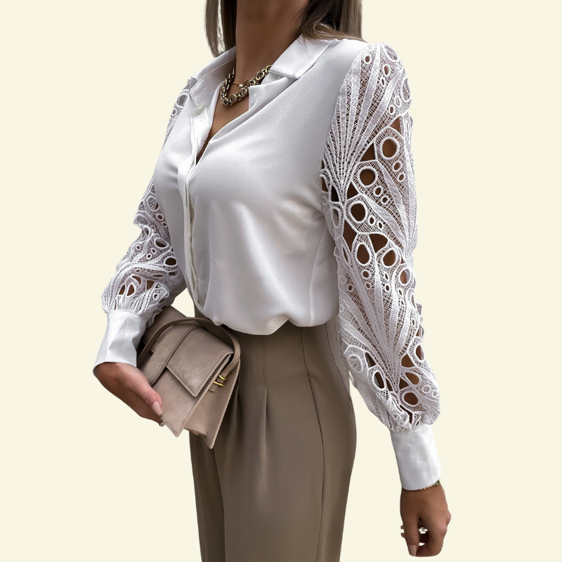 Aurelienne | Bluzka z Koronkowymi Rękawami