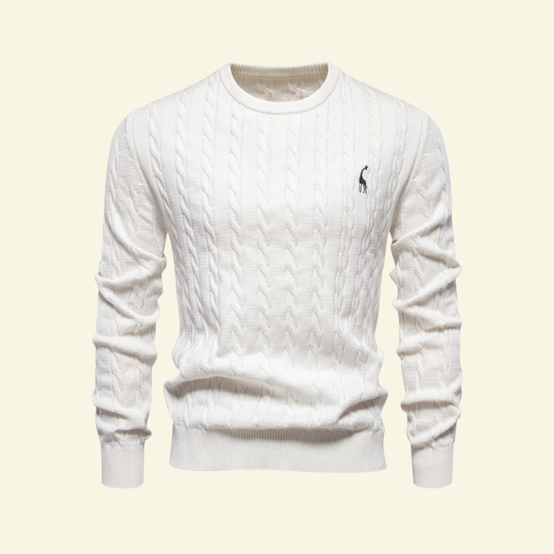 Biały sweter męski z bawełny, o delikatnym splocie i minimalistycznym wykończeniu — Lubomirske