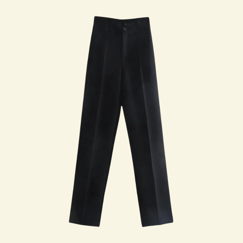 Czarne spodnie garniturowe damskie z wysokim stanem i klasycznym krojem, uniwersalne i eleganckie — Lubomirske