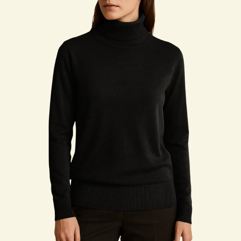 Czarny zimowy golf damski z miękką, pluszową podszewką, elegancki i uniwersalny w chłodne dni — Lubomirske