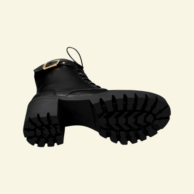 Spód czarnych botków damskich z antypoślizgową gumową podeszwą — Lubomirske