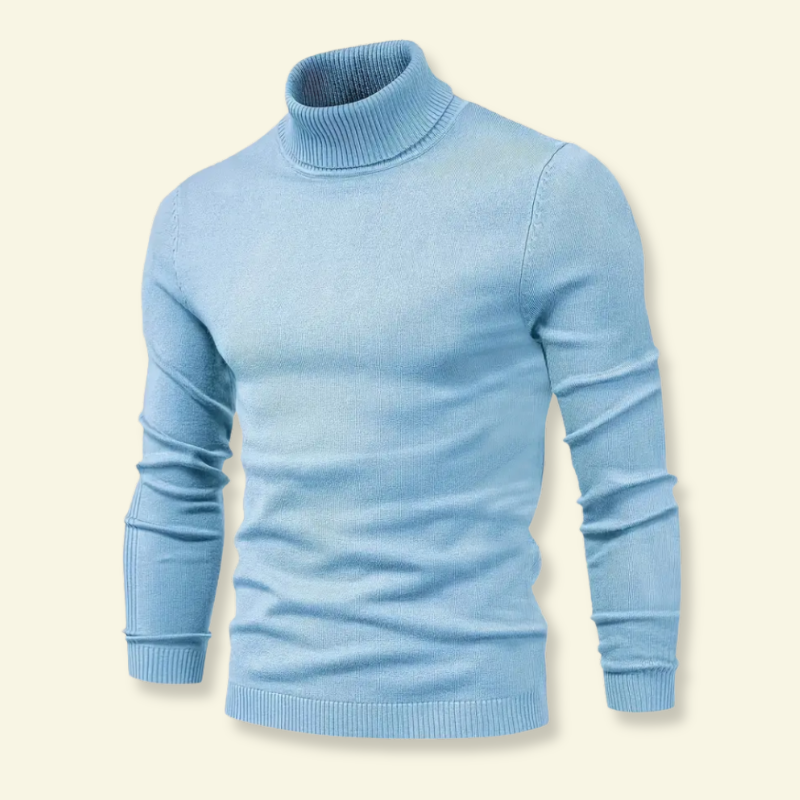 Sky blue turtleneck sweater product photo