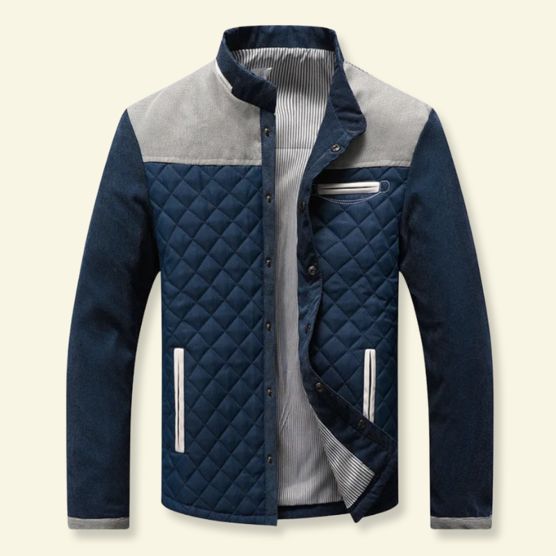 Product photo of quilted blue men's jacket