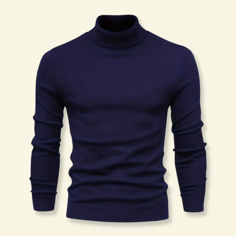 Navy blue turtleneck sweater product photo
