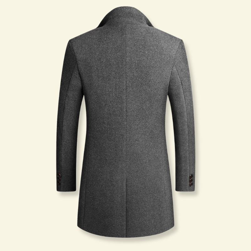 backside Product photo of men's coat