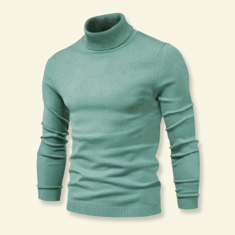Olive green turtleneck sweater product photo