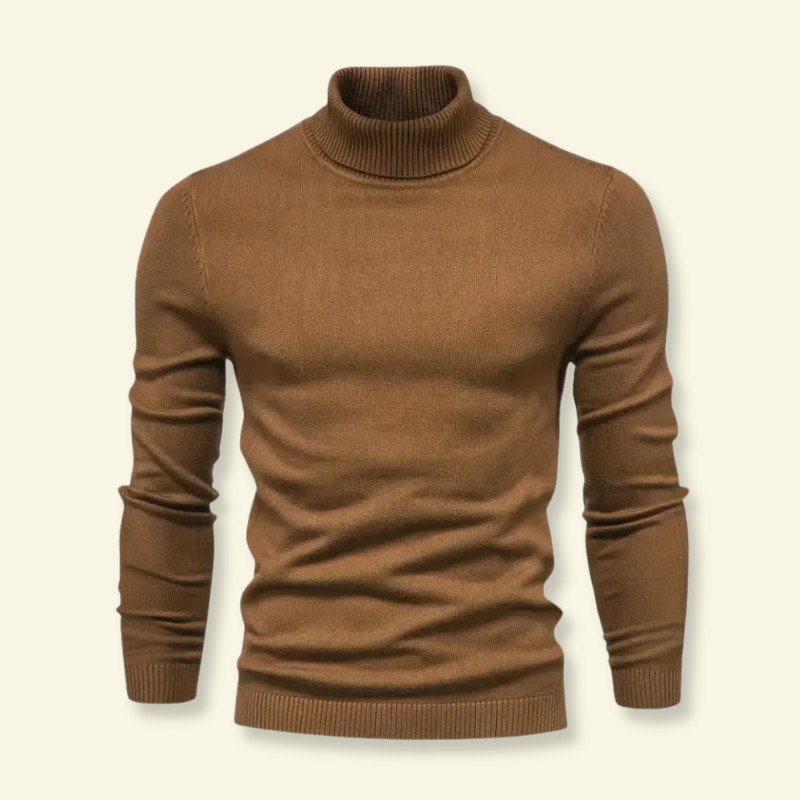 Brown turtleneck sweater product photo