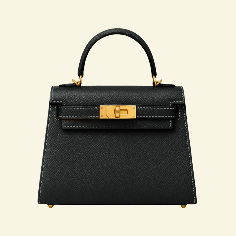 Czarna torebka kuferkowa ze skóry naturalnej, z rączką i metalowym złotym zapięciem — ponadczasowa elegancja Lubomirske