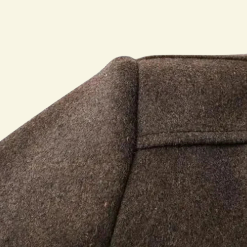 Detail photo of brown men's coat shoulder