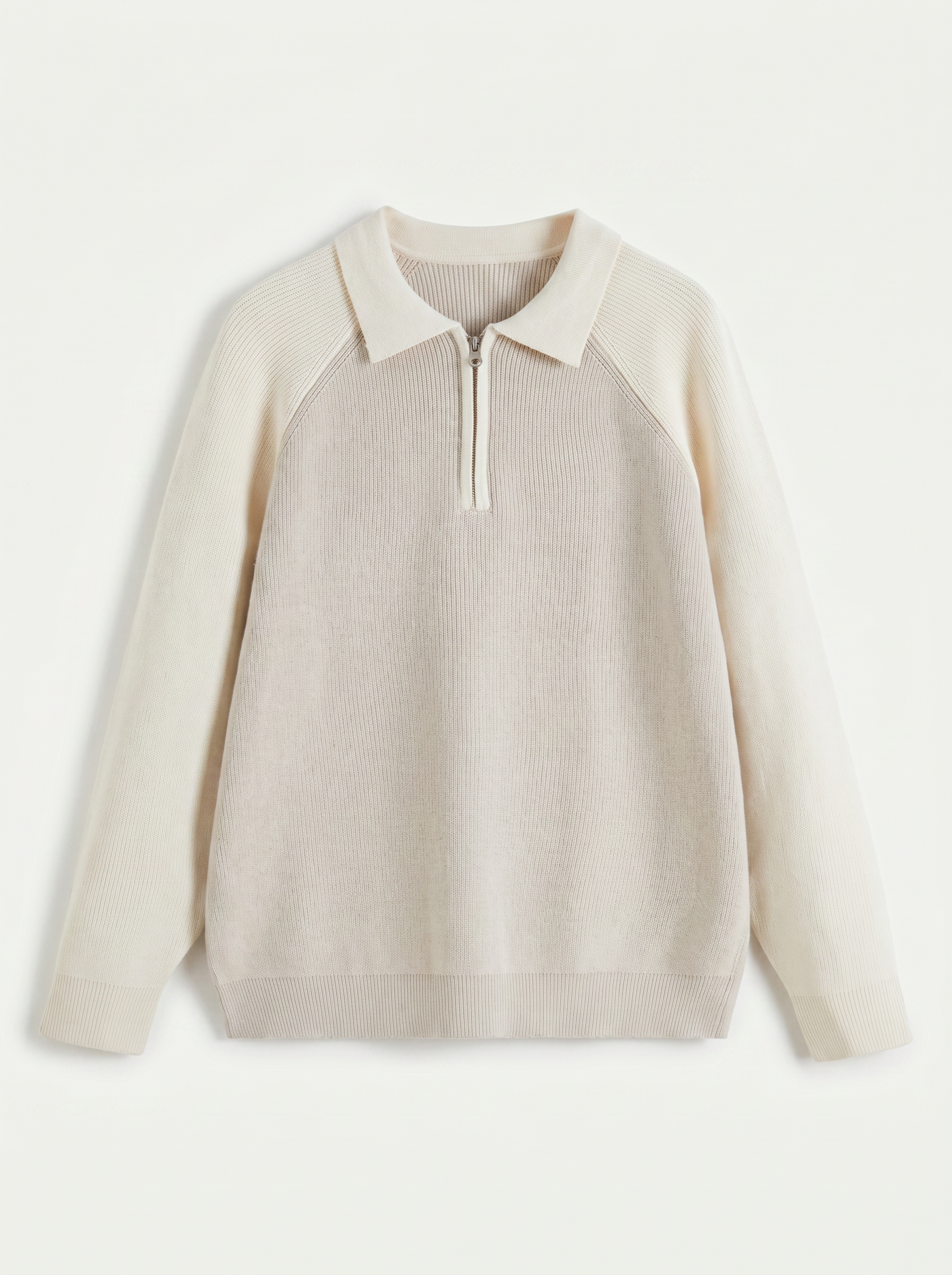 Dzianinowy sweter polo z krótkim zamkiem, zdjęcie produktowe flat lay — Séverin od Lubomirske