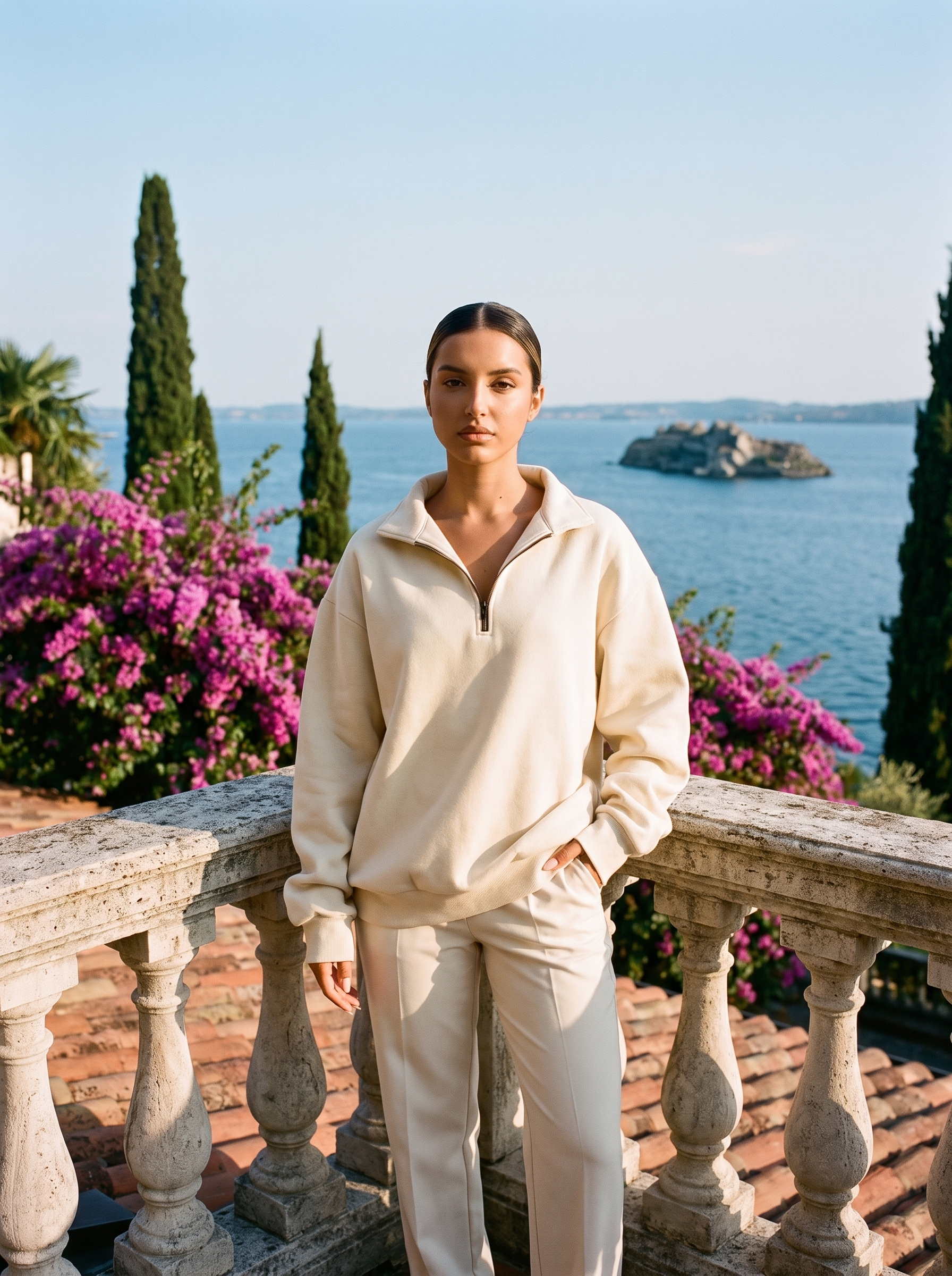 Tenley | Oversize'owa Bluza z Krótkim Zamkiem