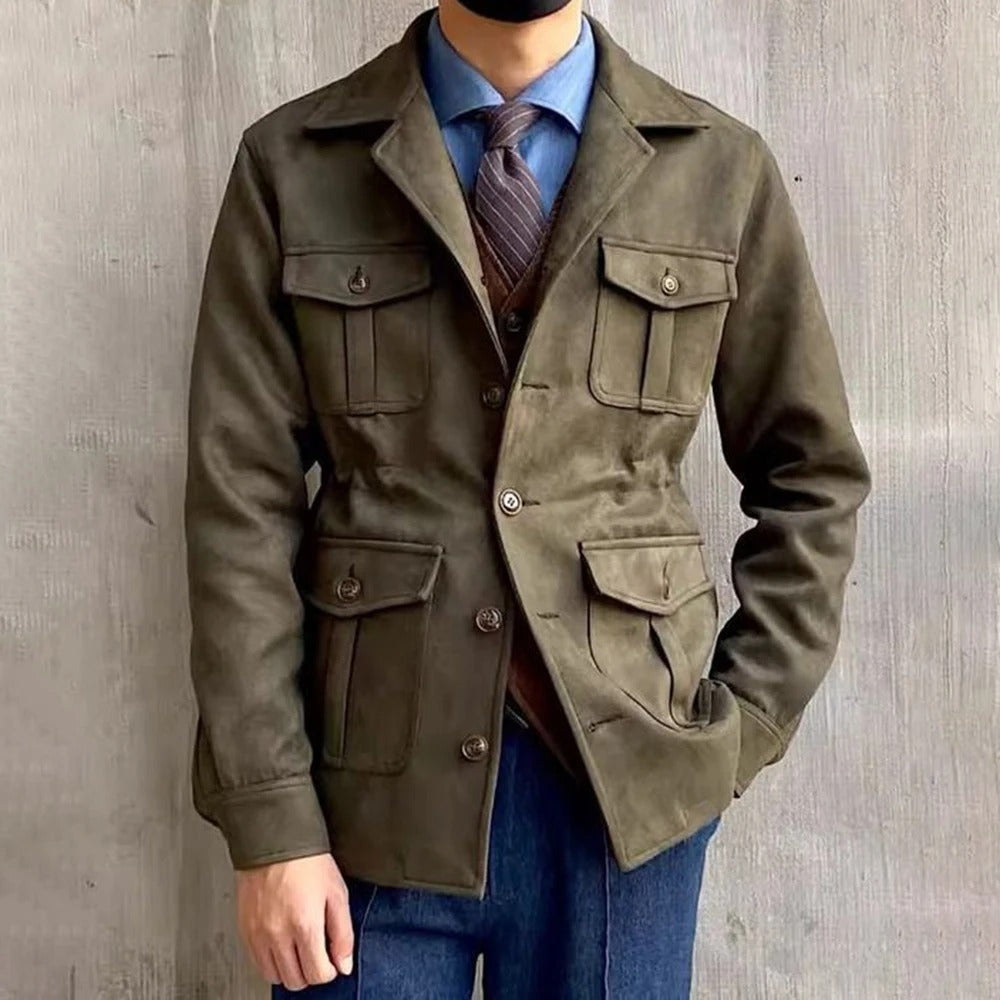 Photo of male model wearing Army green men's jacket